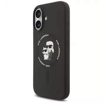 Karl Lagerfeld Silikoonist Karl & Choupette rõngaga MagSafe-ümbris iPhone 17 jaoks - must