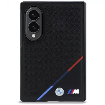 BMW M Nahkperforeeritud Trikoloor Triip Metallist Logodega MagSafe Kest Samsung Galaxy Z Fold8 - Must