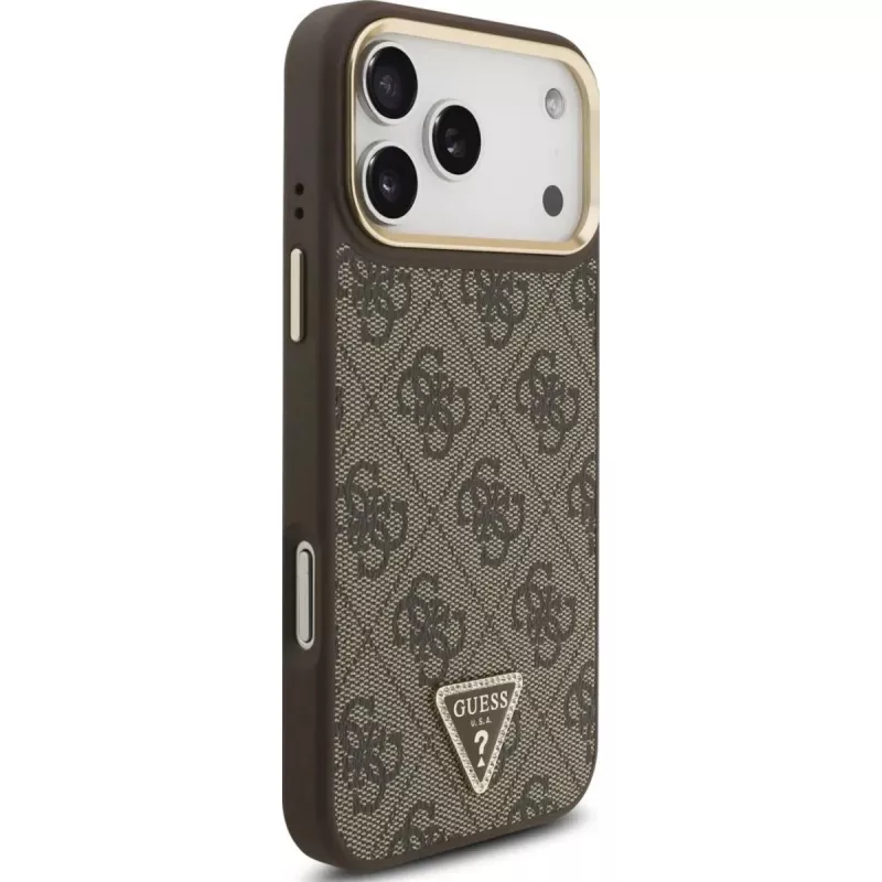 GUESS 4G Triangle Logo MagSafe-kate iPhone 17 Pro Max jaoks - pruun ja kuldne