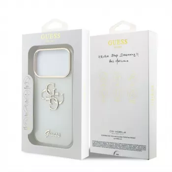 GUESS 4G Script Metal kaitsekate iPhone 18 Pro Max / 17 Pro Max jaoks - Valge