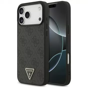 GUESS Leather 4G Triangle Strass MagSafe Case for iPhone 18 Pro Max / 17 Pro Max - Must