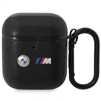 BMW BMA222PVTK Nahkkate kõverjoone disainiga AirPods 1/2 jaoks - Must
