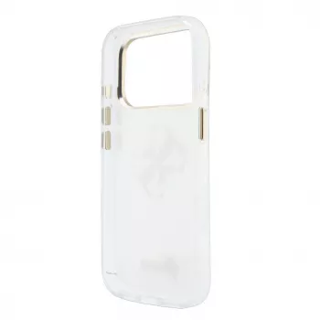 GUESS IML 4G Script Metal kest iPhone 15 Pro jaoks, valge