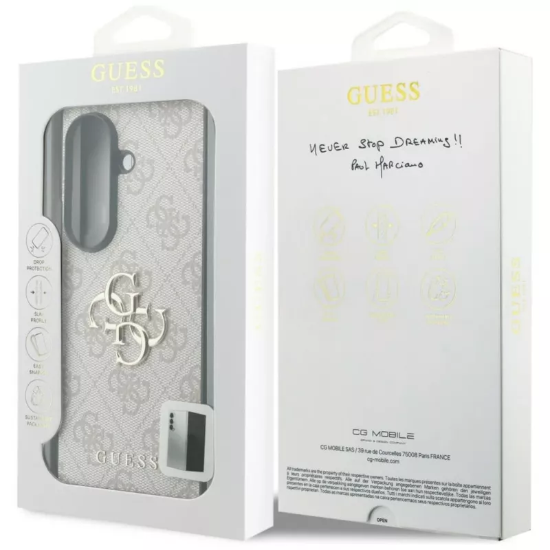 Guess Big 4G Logo PU ümbris Samsung Galaxy Z Fold 8 Ultra jaoks – roosa