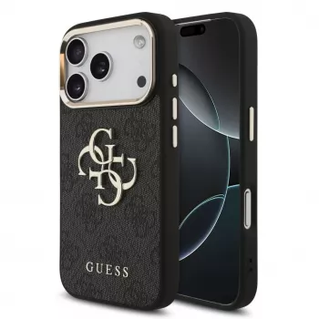 GUESS 4G Big Classic Logo ümbris iPhone 18 Pro Max / 17 Pro Max jaoks - must ja kuldne