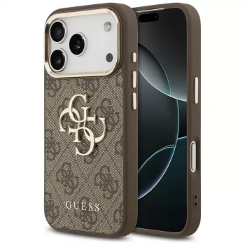 GUESS 4G Big Logo Classic telefoniümbris iPhone 17 Pro Max / 18 Pro Max jaoks - pruun ja kuldne