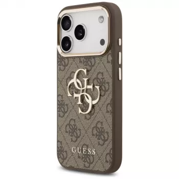 GUESS 4G Big Logo Classic telefoniümbris iPhone 17 Pro Max / 18 Pro Max jaoks - pruun ja kuldne