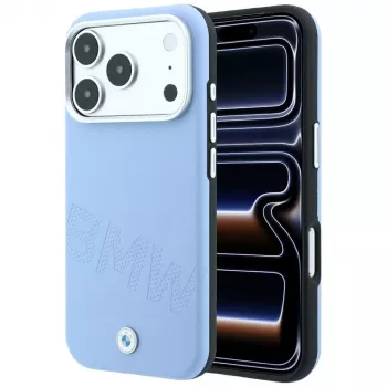 BMW Signature kaldus reljeefsete tähtedega MagSafe ümbris iPhone 18 Pro / 17 Pro jaoks - sinine