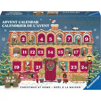 RAVENSBURGER Puzzle Advendikalender Jõulud kodus - 24 minipuslet, 576 tükki, Softclick-tehnoloogia