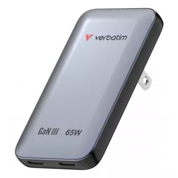 Verbatim Slim GaN laadija 2 porti 65W (EU/UK/US) Hall