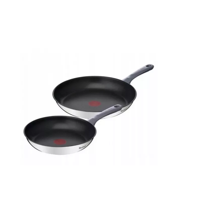 Tefal Daily Cook G7132S55 roostevabast terasest praepannide komplekt 24/28 cm, titaanist mittekleepuv kate, induktsioon, Thermo-Signal