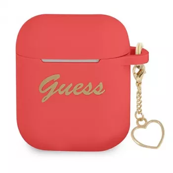 GUESS GUA2LSCHSR AirPods 1/2 kate punane silikoonist südamega Charm Heart Collection