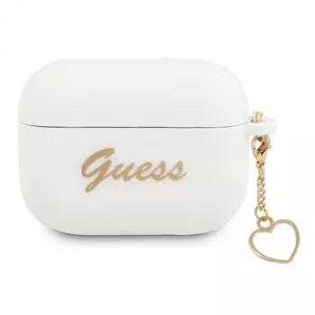 Guess GUAPLSCHSH AirPods Pro ümbris valge silikoonist südamekujulise ripatsiga Charm Heart kollektsioon