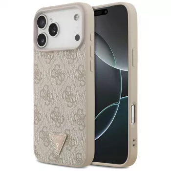 GUESS Leather 4G Triangle Strass MagSafe ümbris iPhone 18 Pro Max / 17 Pro Max jaoks - Roosa