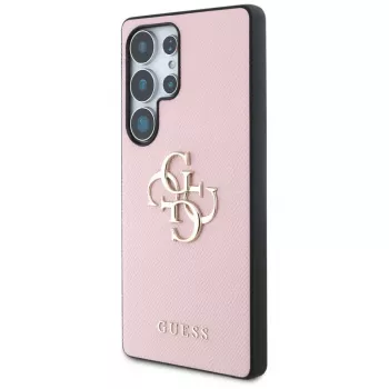 GUESS Teraline Suur 4G Logo Väike Klassikaline Logo Ümbris Samsung Galaxy S25 Ultra jaoks - Roosa