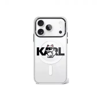 Karl Lagerfeld IML Choupette Sketch Logo MagSafe kate iPhone 17 Pro jaoks - läbipaistev