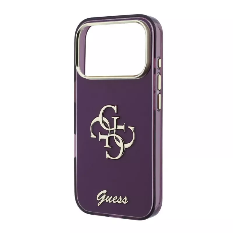 GUESS 4G Script Metal tagakaas Apple iPhone 18 Pro / 17 Pro jaoks - Burgundia