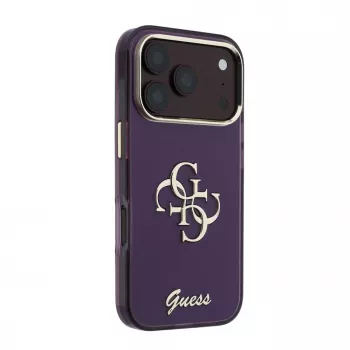 GUESS 4G Script Metal tagakaas Apple iPhone 18 Pro / 17 Pro jaoks - Burgundia