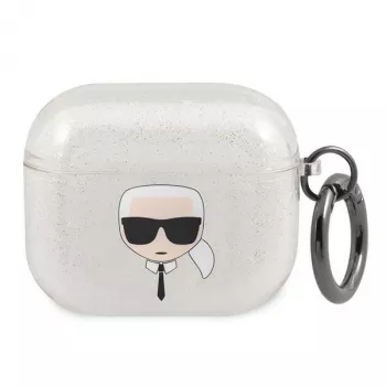 Karl Lagerfeld KLA3UKHGS AirPods 3 kate hõbedane sädelev Karl'i pea