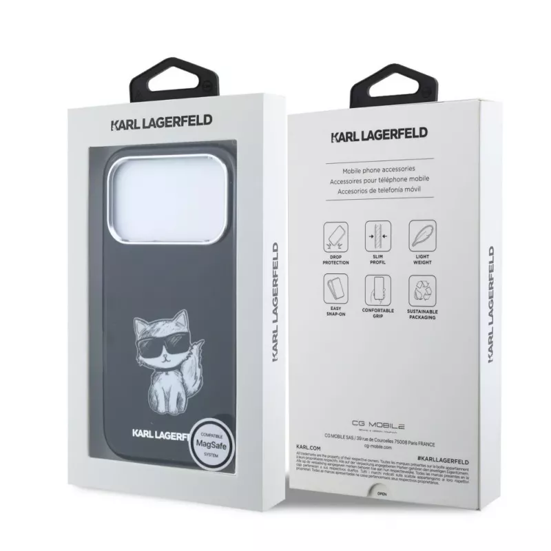 Karl Lagerfeld IML Choupette Body Sketch Print MagSafe ümbris iPhone 18 Pro Max / 17 Pro Max jaoks - Must