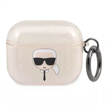 Karl Lagerfeld KLA3UKHGD AirPods 3 ümbris Glitter Gold Karl's Head