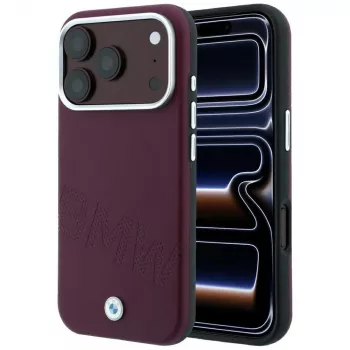 BMW Sign Inclined Deboss Letters MagSafe-kate iPhone 18 Pro Max / 17 Pro Max jaoks - Burgundia