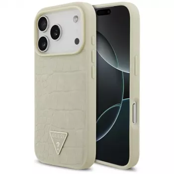 GUESS Croco Triangle Logo MagSafe ümbris iPhone 17 Pro jaoks - kuldne