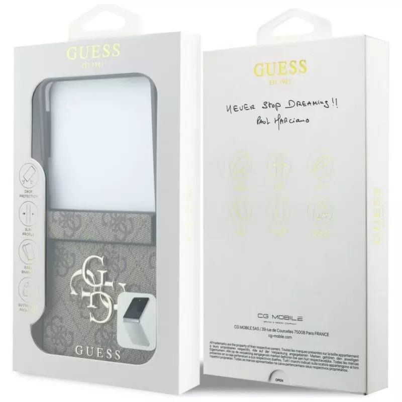 GUESS Big 4G Logo kõva ümbris Samsung Galaxy Z Flip4 jaoks - pruun