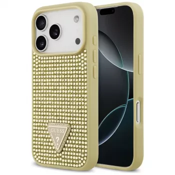 GUESS Rhinestone Triangle Logo ümbris iPhone 17 Pro jaoks - kuldne