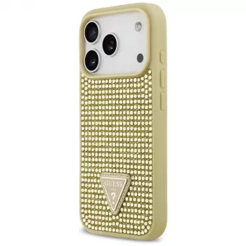 GUESS Rhinestone Triangle Logo ümbris iPhone 17 Pro jaoks - kuldne