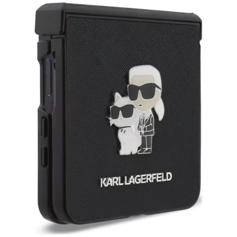 Karl Lagerfeld Karl & Choupette Saffiano Pins ümbris Samsung Galaxy Z Flip5 jaoks - must