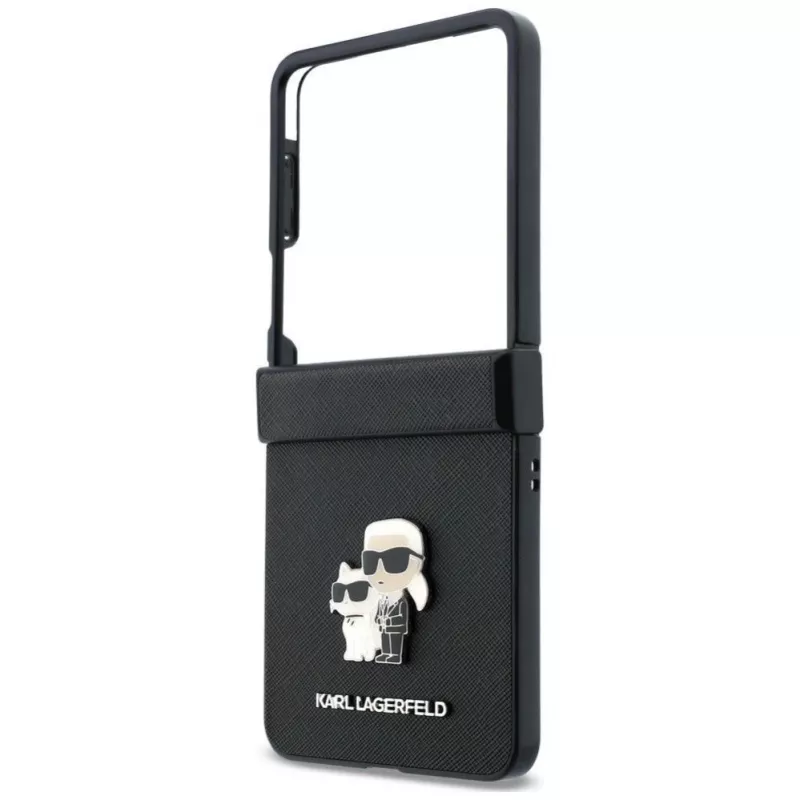 Karl Lagerfeld Karl & Choupette Saffiano Pins ümbris Samsung Galaxy Z Flip5 jaoks - must