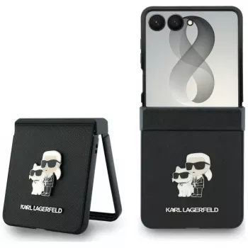 Karl Lagerfeld Karl & Choupette Saffiano Pins ümbris Samsung Galaxy Z Flip5 jaoks - must