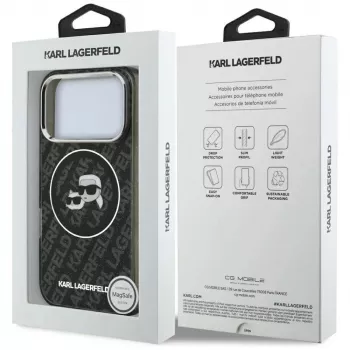 Karl Lagerfeld IML Glitter Karl & Choupette Heads Logo MagSafe korpus iPhone 17 Pro jaoks, must