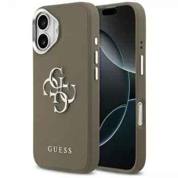 Guess Grained Big 4G Classic Logo kate Apple iPhone 17 jaoks - pruun