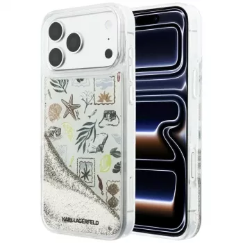 Karl Lagerfeld Liquid Glitter Beach & Sand ümbris iPhone 18 Pro Max / 17 Pro Max – beež