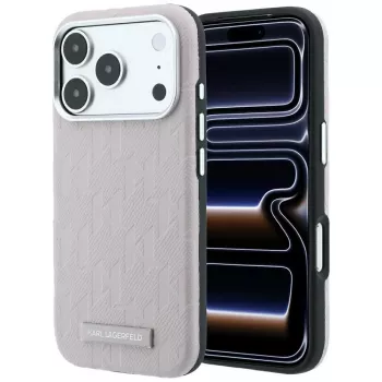 Karl Lagerfeld teraline Mono Resin logo MagSafe ümbris iPhone 18 Pro / 17 Pro jaoks - roosa
