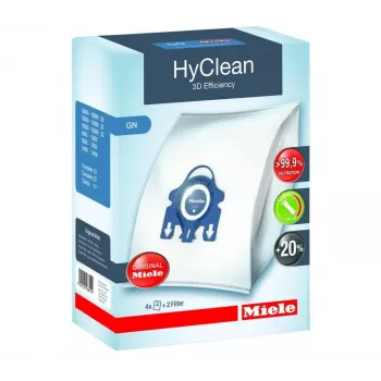 Miele GN HyClean Pure tolmuimeja tolmukottide komplekt, 4 kotti + 2 filtrit, 99,9% filtreerimine, S4000/S5000/S6000/S8000/C1/C2/C3 jaoks