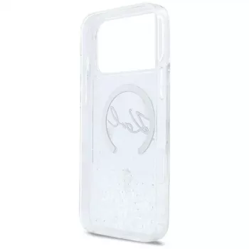 Karl Lagerfeld Liquid Glitter Karl Script Logo MagSafe ümbris iPhone 17 Pro Max jaoks, läbipaistev