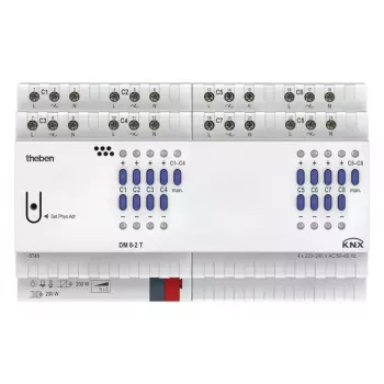 THEBEN THE DM 8-2 T KNX universaalne hämardiaktor, 8 kanalit, 250 W/VA kanali kohta, DIN-liist