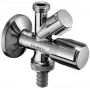 VALVE Nurgaventiil 1/2 tolli x 1/2 tolli x 3/4 tolli väliskeermega, kroomitud messing, kahe väljundiga koos tagasivoolutakistiga
