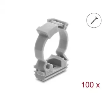 Delock kaablikaitse vooliku hoidik lukustusklambriga, kruvitav 25 mm kaablikaitsevoolikule, 100 tk, hall