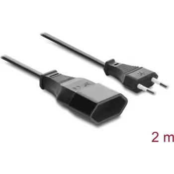 Delock Euro pistikupikenduskaabel CEE 7/16 isane emasele 2 x 0,75 mm², 2 m, must