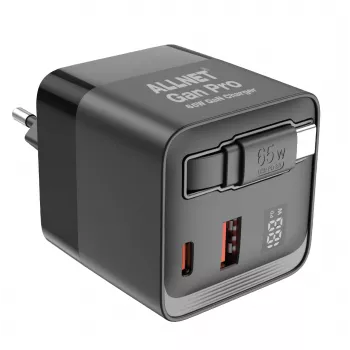 ALLNET 65W GaN USB-C PD seinelaadija Quick Charge 3.0-ga, 2x USB-C ja 1x USB-A