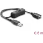 Delock USB-pikenduskaabel Type-A isane emasele lülitiga 0,5 m must
