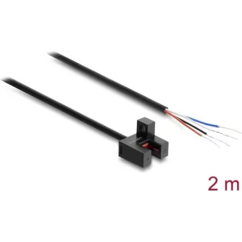 Delock harkfotoelektriline andur 5 mm tüüp F 4 lahtise kaabli otsaga NPN Light-ON/Dark-ON lülitatav 2 m