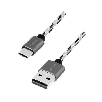 LogiLink USB 2.0 Type-C 3-Pack kaablite komplekt, USB-C isane USB-A isane, alumiiniumkorpus, nailonist punutud, valge/must