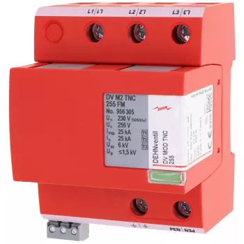 DEHN DEHNventil M2 TNC 255 FM Kombineeritud välguvoolu- ja liigpingepiirik Tüüp 1+2+3, 3-pooluseline, 255 V AC, 35 mm DIN-liistule