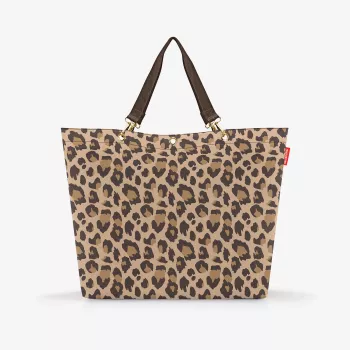 Reisenthel Shopper XL Leo Macchiato – Suur taaskasutatud PET-ostukott leopardimustriga, 35 L