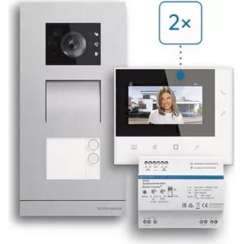ABB Welcome Basic 2-juhtmeline videouksetelefon kahe pere majale, 4.3 inch monitor, valge